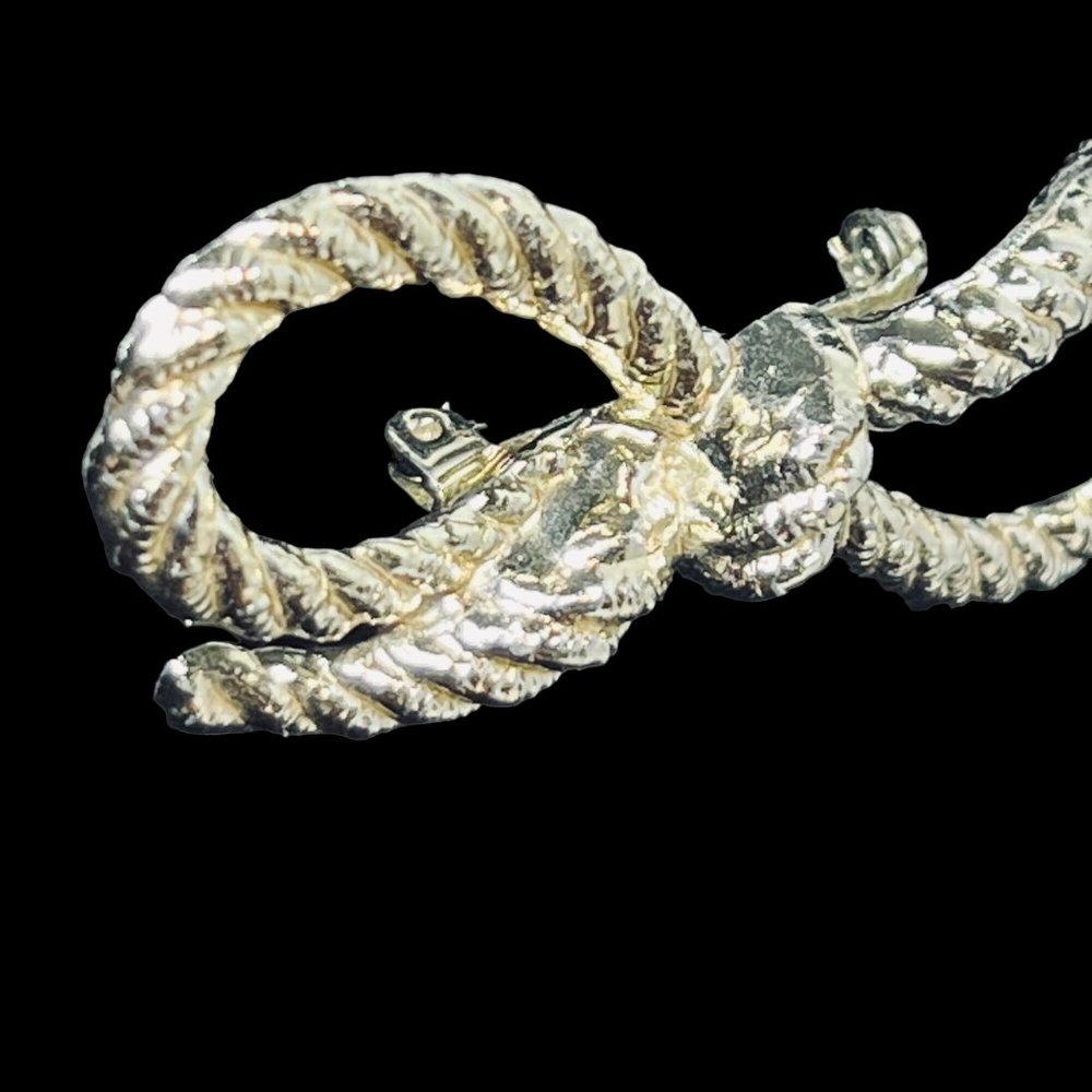 Gold Tone Rope Bow Brooch - Picture 3 of 5